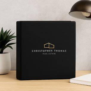 Modern Home Logo Real Estate Black/Gold 3 Ring Binder