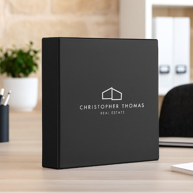 Modern Home Logo Real Estate Dark Gray 3 Ring Binder (Creator Uploaded)