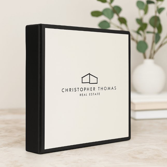 Modern Home Logo Real Estate Ivory/Black 3 Ring Binder (Creator Uploaded)