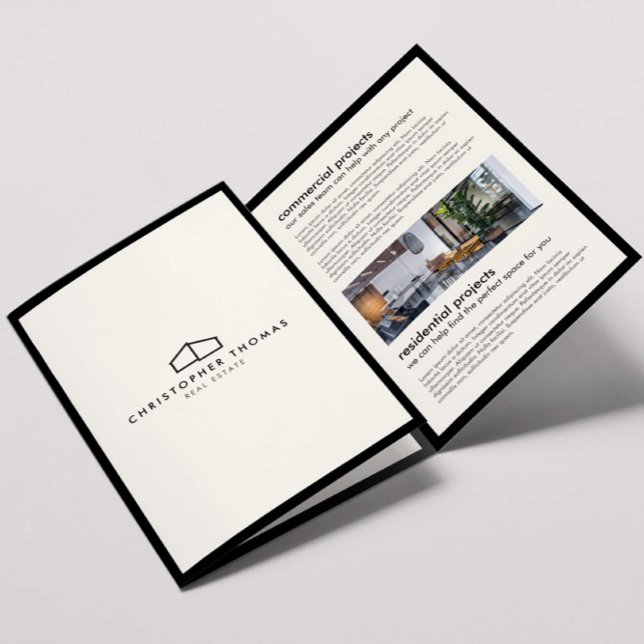 Modern Home Logo Real Estate Ivory/Black Brochure (Creator Uploaded)