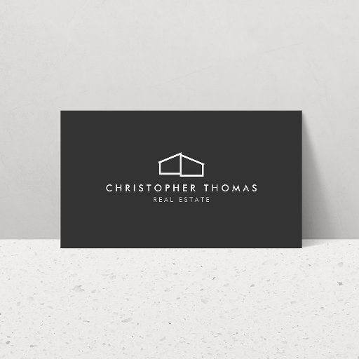 Customizable Modern Home Logo on Gray for Real Estate, Realtor Business Card Templates