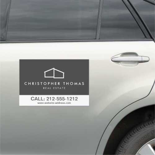 Modern Home Logo Real Estate Realtor Dark Gray Car Magnet
