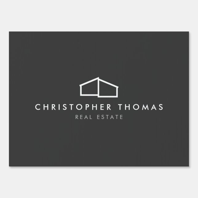 Modern Home Logo Real Estate, Realtor Dark Gray Sign (Front)