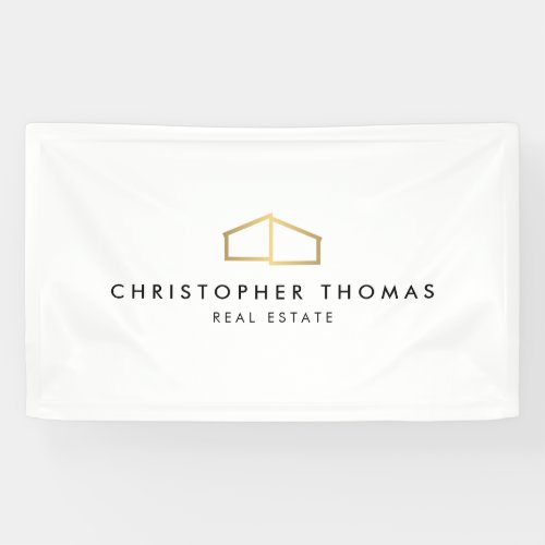 Modern Home Logo Real Estate Realtor GoldWhite Banner