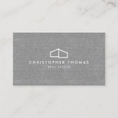 Modern Home Logo Real Estate, Realtor Gray Linen Business Card (Front)