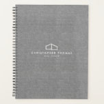 Modern Home Logo Real Estate, Realtor Gray Linen Planner<br><div class="desc">This classic planner design features an elegant,  yet simple modern home logo to help brand your real estate business or personal brand. Perfect for realtors,  builders,  contractors,  vacation rentals,  airbnb rentals,  and more. Original art and design © 1201AM Design Studio | www.1201am.com</div>