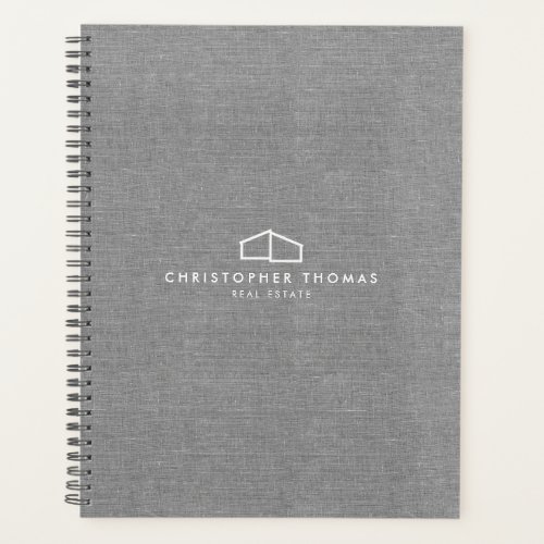 Modern Home Logo Real Estate Realtor Gray Linen Planner