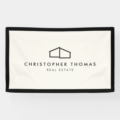 Modern Home Logo Real Estate Realtor IvoryBlack Banner