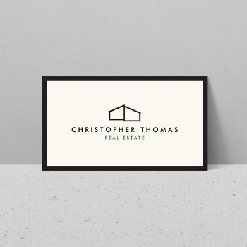 Modern Home Logo Real Estate  Realtor Ivory/black Business Card by 1201am at Zazzle