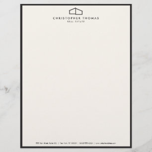 Modern Home Logo Real Estate, Realtor Ivory/Black Letterhead