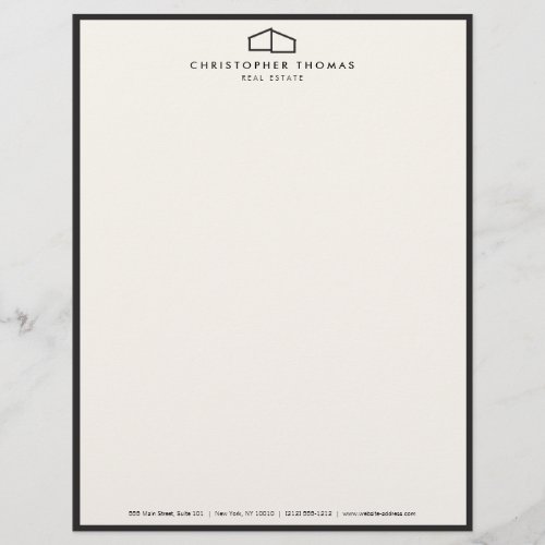 Modern Home Logo Real Estate Realtor IvoryBlack Letterhead