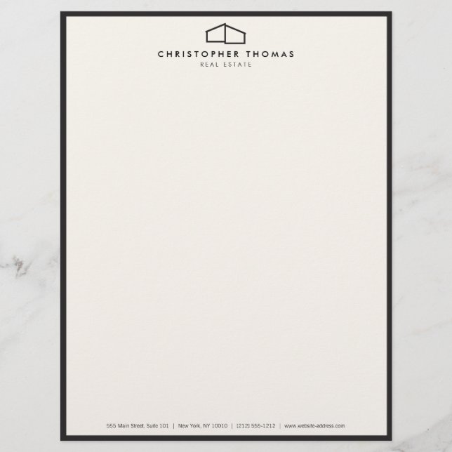 Modern Home Logo Real Estate, Realtor Ivory/Black Letterhead (Front)