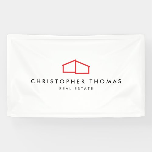 Modern Home Logo Real Estate Realtor RedWhite Banner