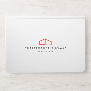 Modern Home Logo Real Estate, Realtor Red/White HP Laptop Skin