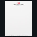 Modern Home Logo Real Estate, Realtor Red/White Letterhead<br><div class="desc">This classic letterhead template features an elegant, yet simple modern home logo to help brand your real estate business or personal brand. Perfect for Real Estate Agent builders, contractors and more. This design is part of a series of coordinating office supplies to help brand your business. Original art and design...</div>