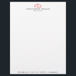Modern Home Logo Real Estate, Realtor Red/White Letterhead<br><div class="desc">This classic letterhead template features an elegant, yet simple modern home logo to help brand your real estate business or personal brand. Perfect for Real Estate Agent builders, contractors and more. This design is part of a series of coordinating office supplies to help brand your business. Original art and design...</div>