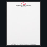 Modern Home Logo Real Estate, Realtor Red/White Letterhead<br><div class="desc">This classic letterhead template features an elegant, yet simple modern home logo in red set on white with a slim black border to help brand your architecture or real estate business. Perfect for realtors, architects, builders, contractors and more. This design is part of a series of coordinating office supplies to...</div>