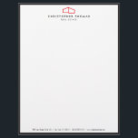 Modern Home Logo Real Estate, Realtor Red/White Letterhead<br><div class="desc">This classic letterhead template features an elegant, yet simple modern home logo in red set on white with a slim black border to help brand your architecture or real estate business. Perfect for realtors, architects, builders, contractors and more. This design is part of a series of coordinating office supplies to...</div>