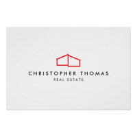 Modern Home Logo Real Estate, Realtor Red/White