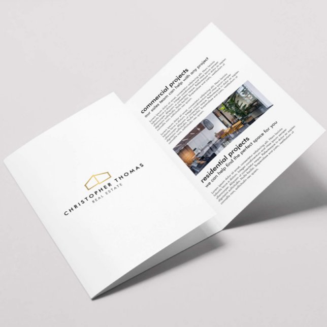 Modern Home Logo Real Estate White/Gold Brochure (Creator Uploaded)