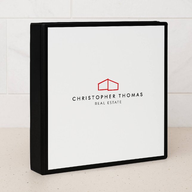 Modern Home Logo Realtor, Real Estate Red/White 3 Ring Binder (Creator Uploaded)