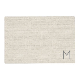 Modern Home Natural Linen Texture INITIAL Chic Placemat