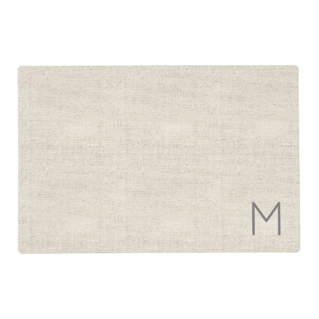 Modern Home Natural Linen Texture INITIAL Chic Placemat (Front)