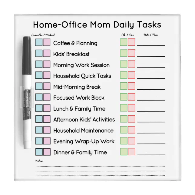 Modern Home Office Mom Daily Task List Dry Erase Board | Zazzle