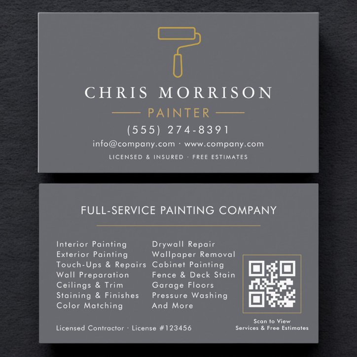 Modern Home Painter Contractor QR Code Business Card