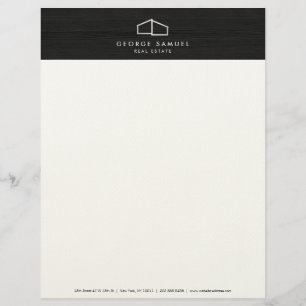 Modern Home Real Estate Logo Dark Wood Business Letterhead