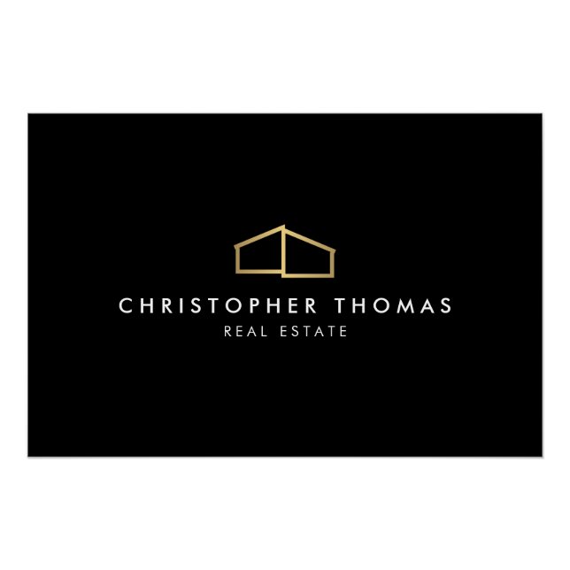 Modern Home Realtor Black/Gold Logo Download Poster (Front)
