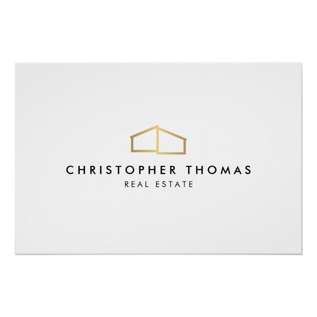 Modern Home Realtor Gold Logo Download Poster (Front)