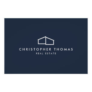 Modern Home Realtor Navy Blue Logo Download Poster