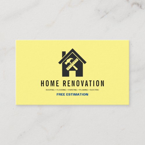 Modern Home Renovation Repair Handyman Yellow Business Card