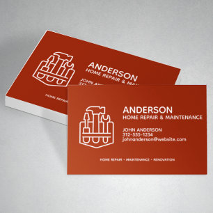 Modern Home Repair Maintenance Service Red Business Card