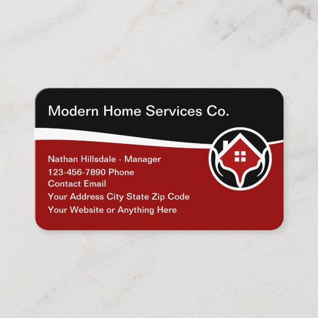 Modern Home Services Business Cards (Front)