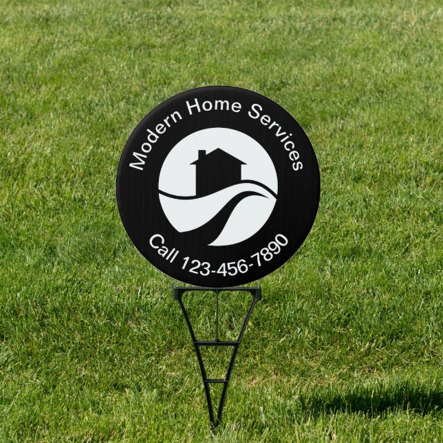 Modern Home Services Round Yard Signs (Insitu)