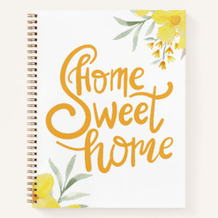 Modern Home Sweet Home Chic Floral Personalized  Notebook