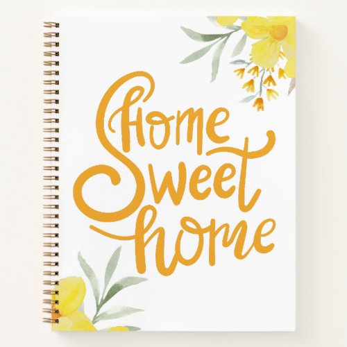 Modern Home Sweet Home Chic Floral Personalized  Notebook