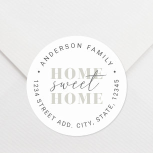Modern Home Sweet Home Personalized Return Address Classic Round Sticker