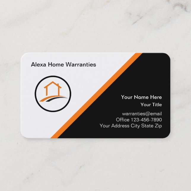 Modern Home Warranty Services Business Card (Front)