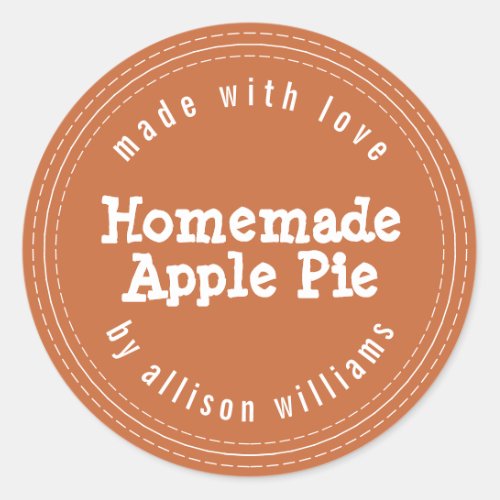 Modern Homemade Apple Pie Burnt Orange Classic Round Sticker