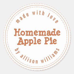 Modern Homemade Apple Pie Burnt Orange Classic Round Sticker