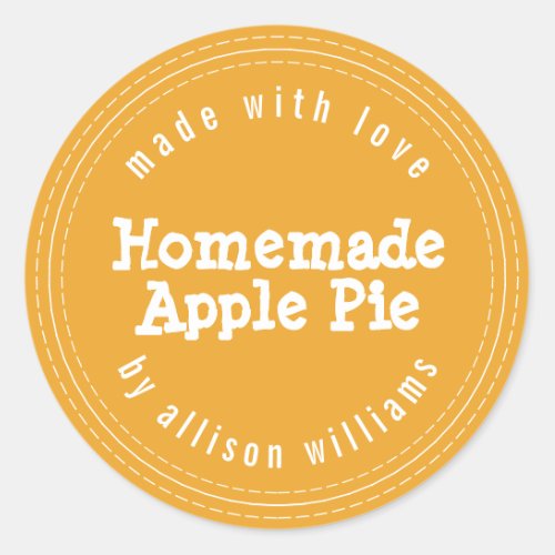 Modern Homemade Apple Pie Mellow Yellow Classic Round Sticker