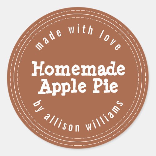Modern Homemade Apple Pie TerraCotta Classic Round Sticker