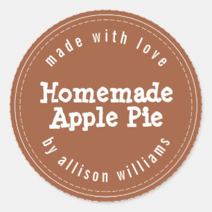 Modern Homemade Apple Pie TerraCotta Classic Round Sticker