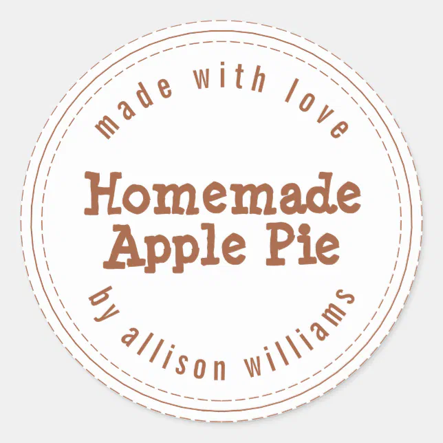 Modern Homemade Apple Pie TerraCotta Classic Round Sticker | Zazzle
