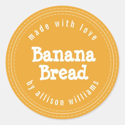 Modern Homemade Banana Bread Mellow Yellow Classic Round Sticker