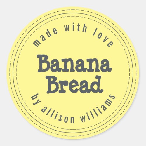 Modern Homemade Banana Bread Yellow Classic Round Sticker