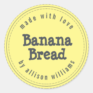 Modern Homemade Banana Bread Yellow Classic Round Sticker